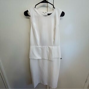 White House Black Market White Sheath Peplum Midi Dress Size 8